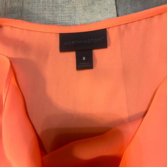 Sheer Orange Cow Neck Blouse - Picture 2 of 2